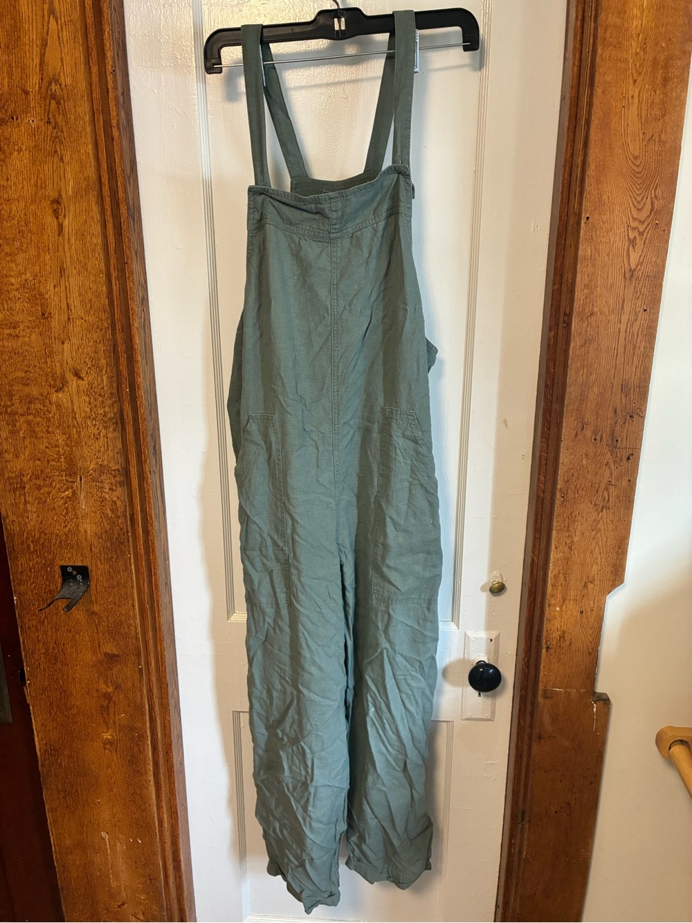 Universal Thread Sage Green Linen-Blend Overalls